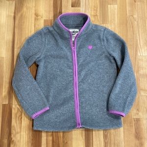 Oshkosh Gray Fleece Zip Up Jacket Youth Size 4/5
